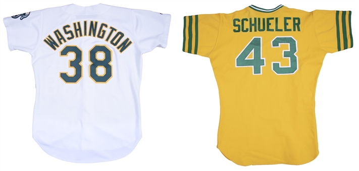 1980s and 1990s Lot of (2) Oakland As Game Worn Jerseys Including Ron Washington and Ron Schueler 